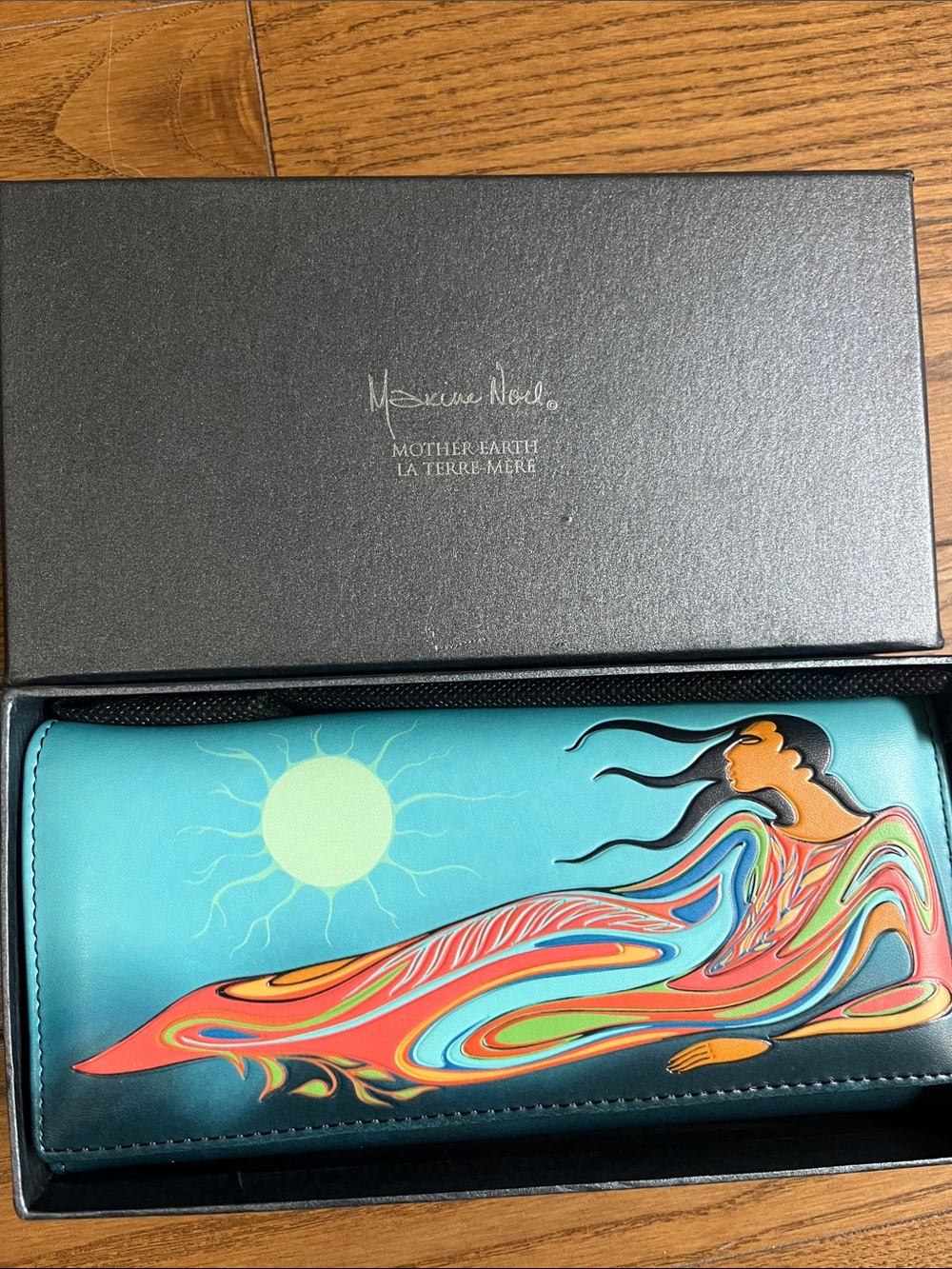 Maxine Noel 'Mother Earth' Teal Artistic Leather Wallet